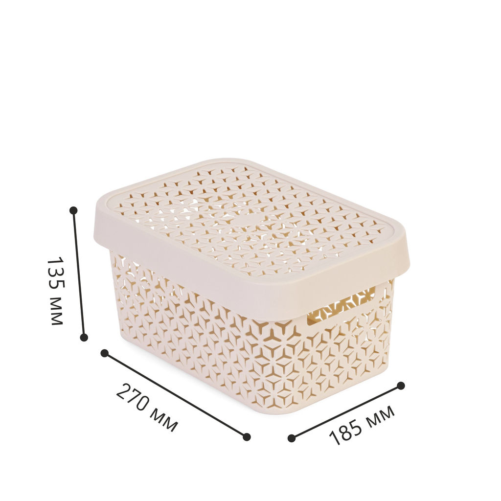 Корзина "Элемент" 5л (с крышкой)(бежевый) М9118