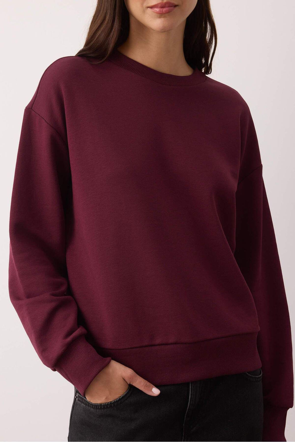 Murdum Kal?n Sardonsuz Oversize/Genis Kesim Bisiklet Yaka Orme Sweatshirt TWOAW26SW00028 - Trendyolmilla фото 3