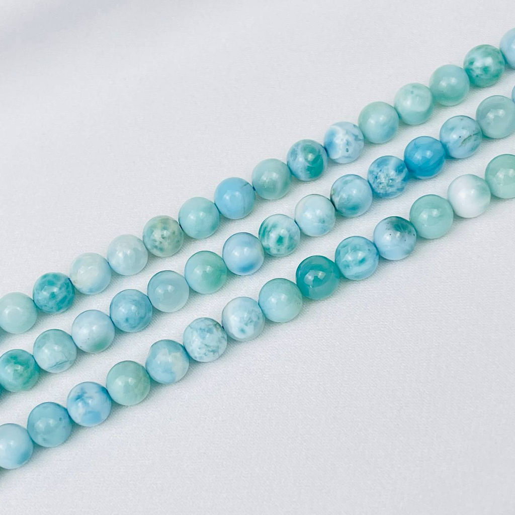 Бусины для украшений из Ларимара (56 бусин) 38 см
