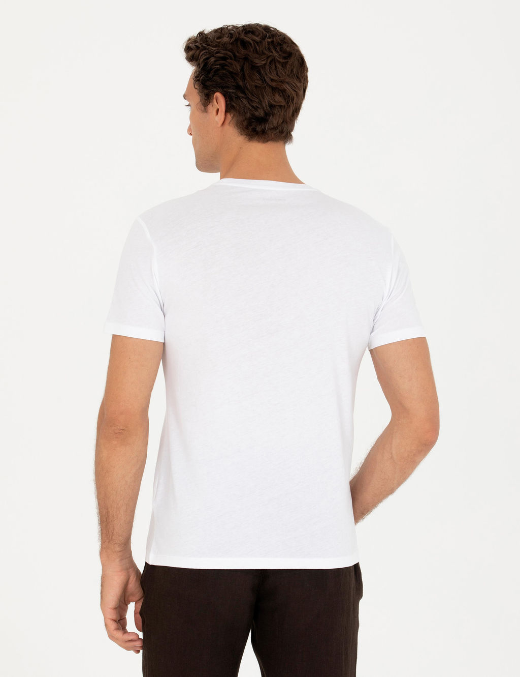 Beyaz Slim Fit Bisiklet Yaka T-Shirt