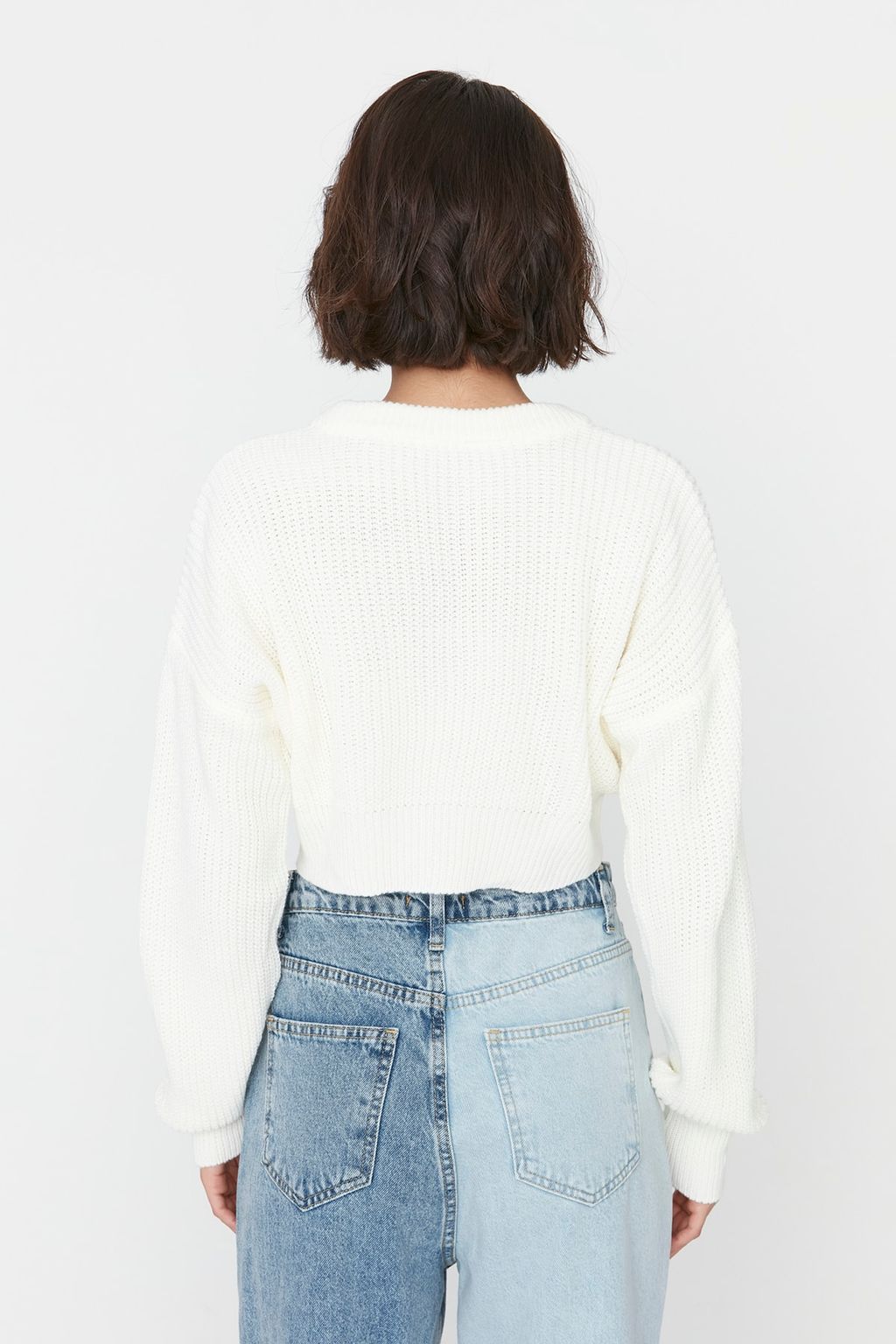 Siyah Super Crop Basic Triko Kazak TWOAW23KZ01620 - Trendyolmilla фото 11