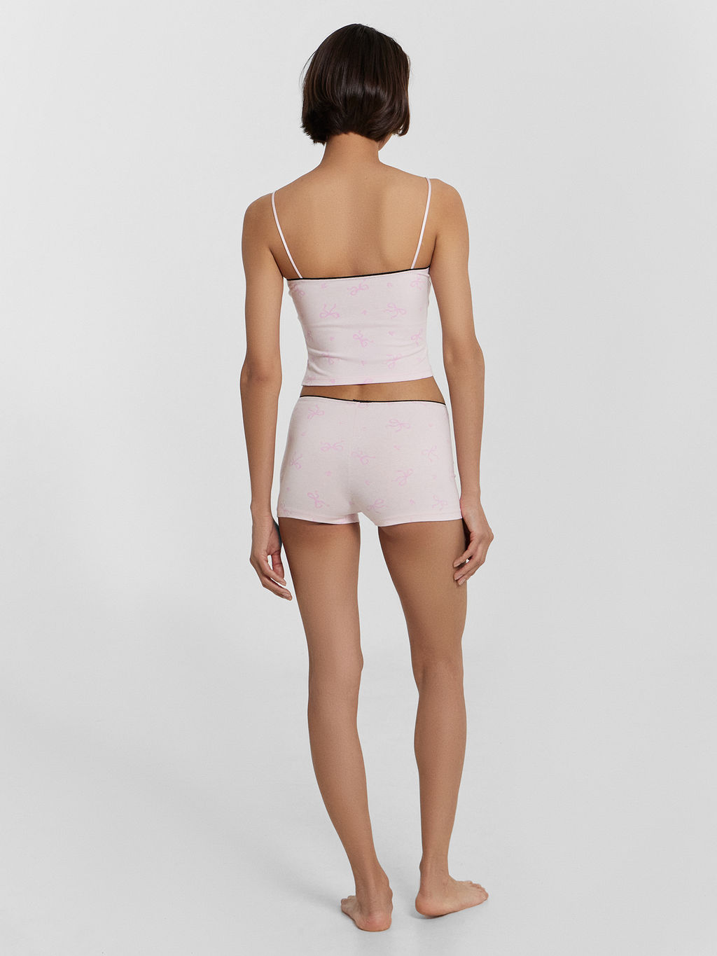 Комплект домашний женский розовый с бантиками