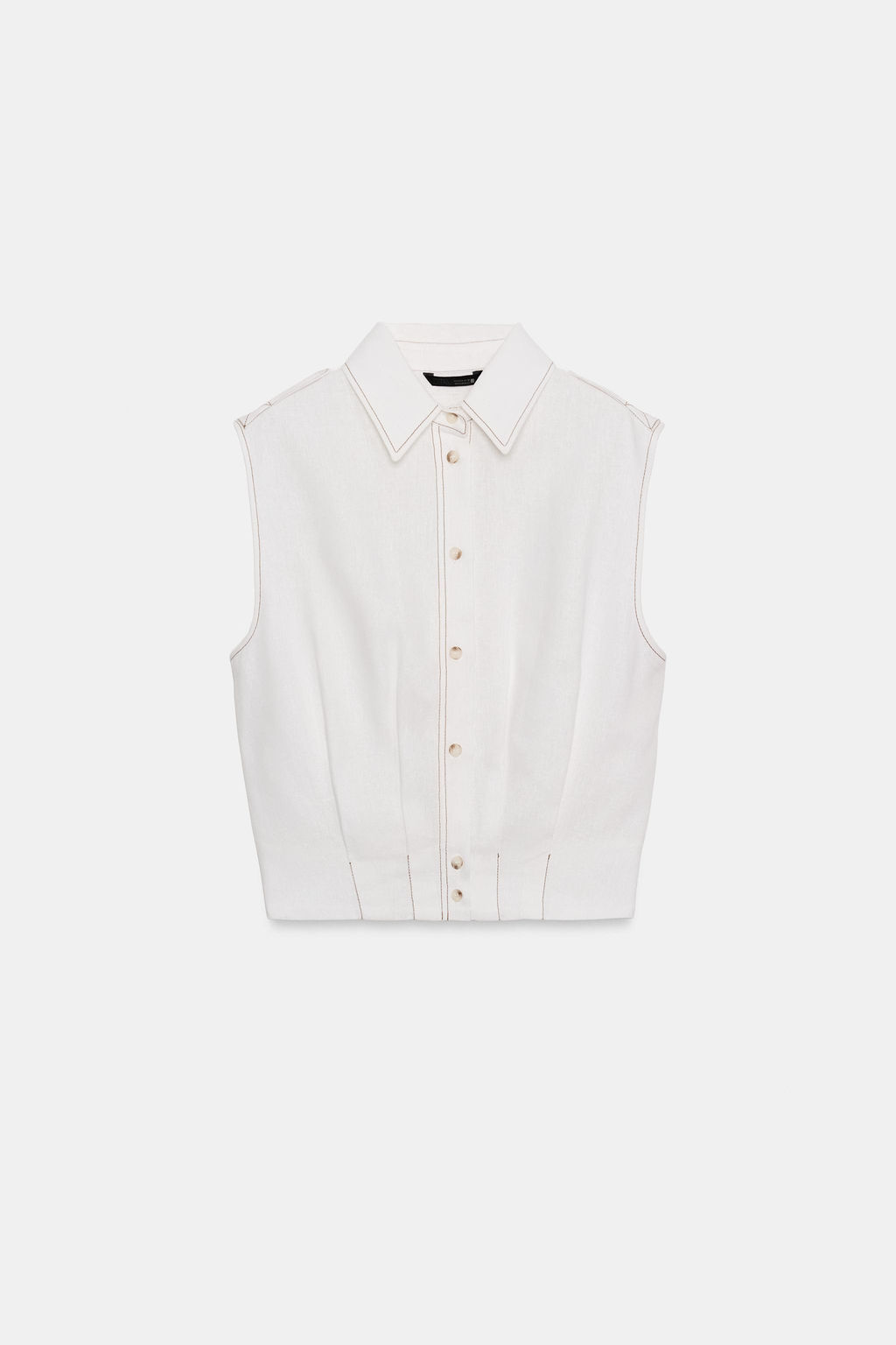 TOP PESPUNTES CON LINO / Blanco