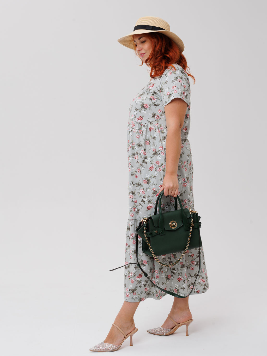 Трикотажное платье серые розы КП-02 (13)