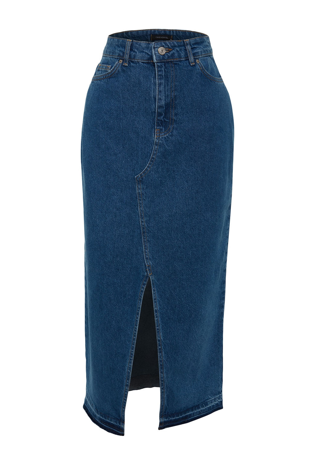 TRENDYOLMILLA Koyu Mavi More Sustainable Y?rtmacl? Maxi Denim Etek TWOSS23ET00289 фото 7