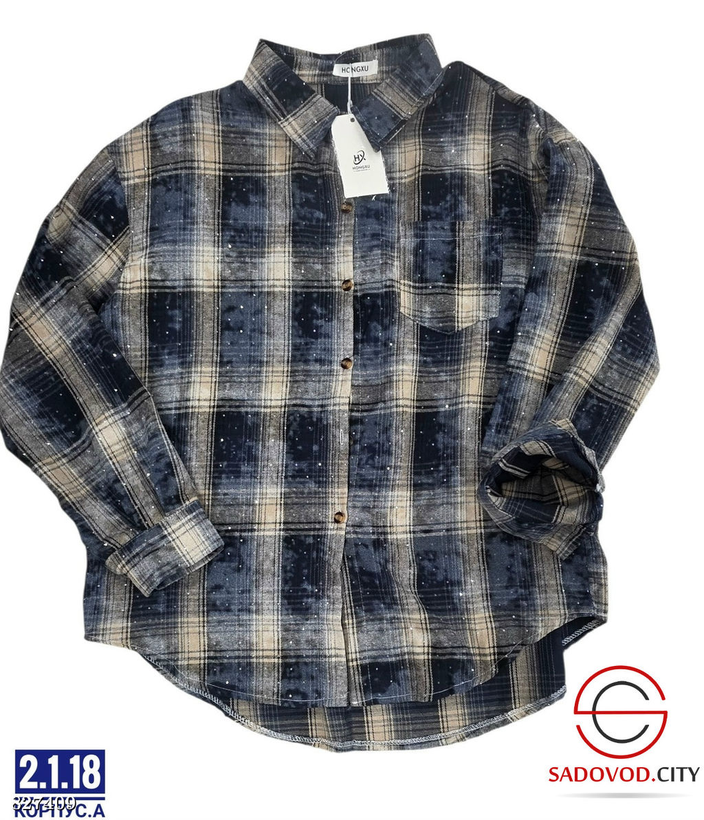 Рубашка в клетку со стразами