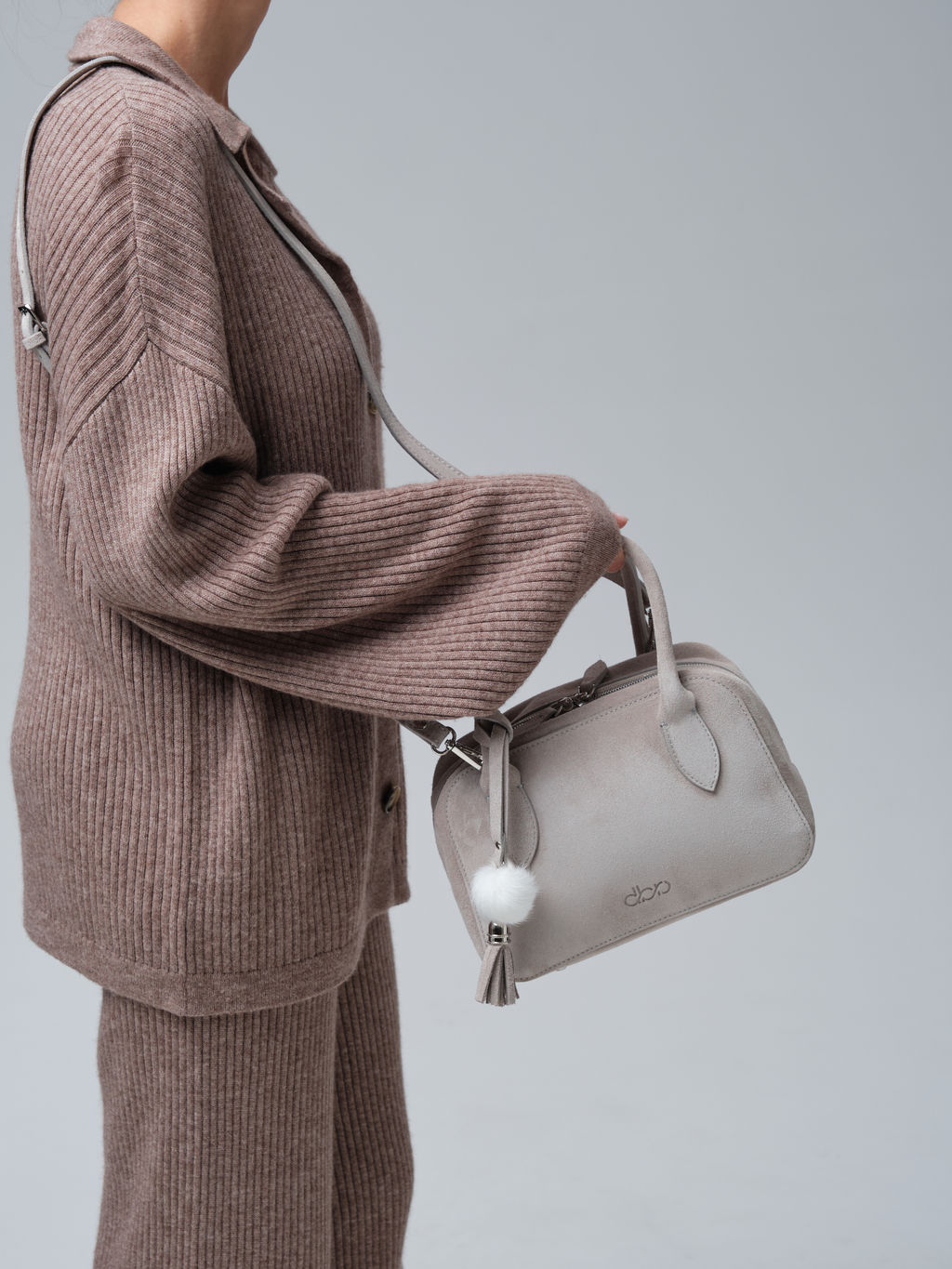 Замшевая сумка Polly DBR 31348 каменный  фото 5