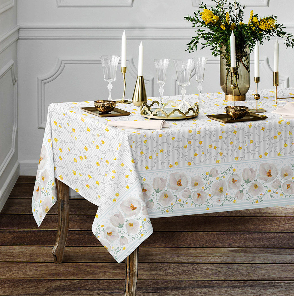 Ароматный жасмин Скатерть 180х145см, длина стола до 140см, на 6 персон, хлопок Премиум 186г/м2, Домашняя мода (Россия)  фото 6