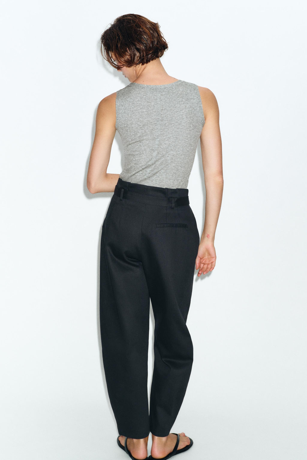 PANTAL?N PAPERBAG CINTUR?N / Azul noche - Zara фото 7