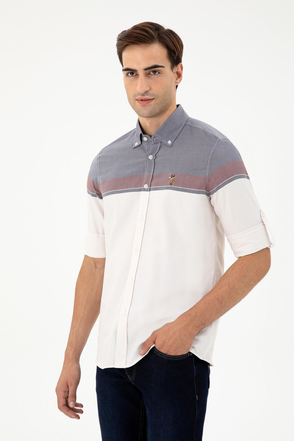 Мужская бордовая рубашка с длинным рукавом Неожиданная скидка в корзине - U.s. polo assn фото 3