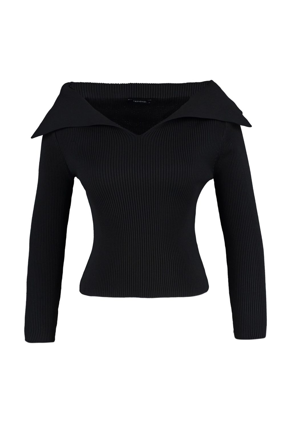 Siyah Carmen Yaka Triko Kazak TWOAW22KZ0993