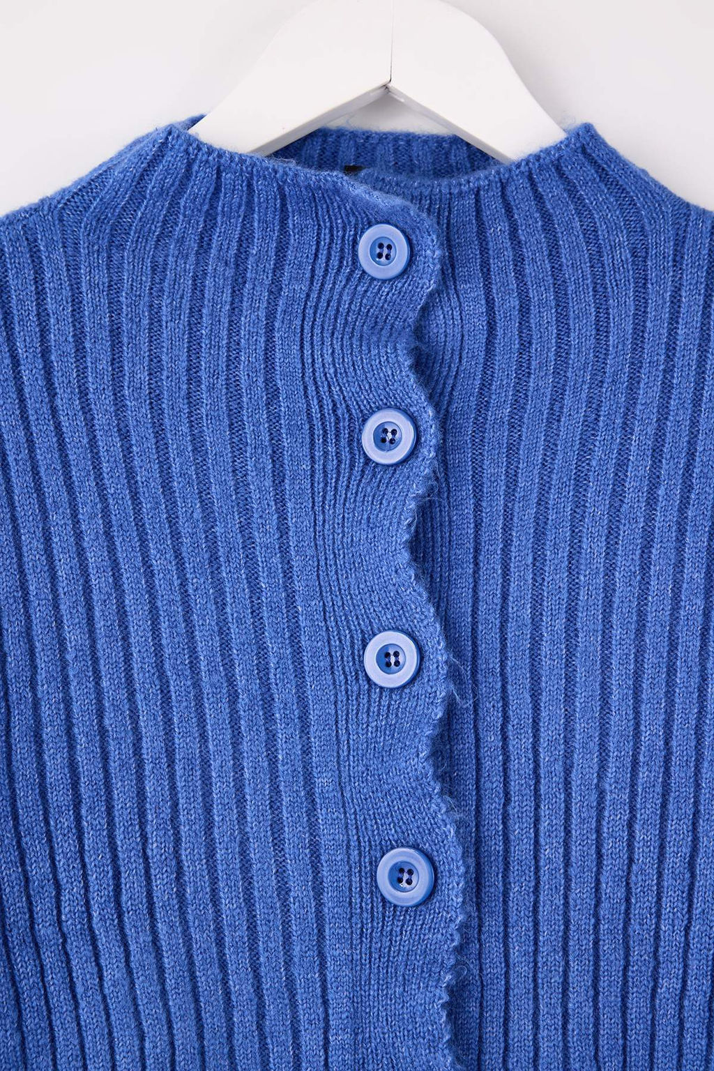 Mavi Crop Yumusak Dokulu Dik Yaka Triko H?rka TWOAW22HI0174