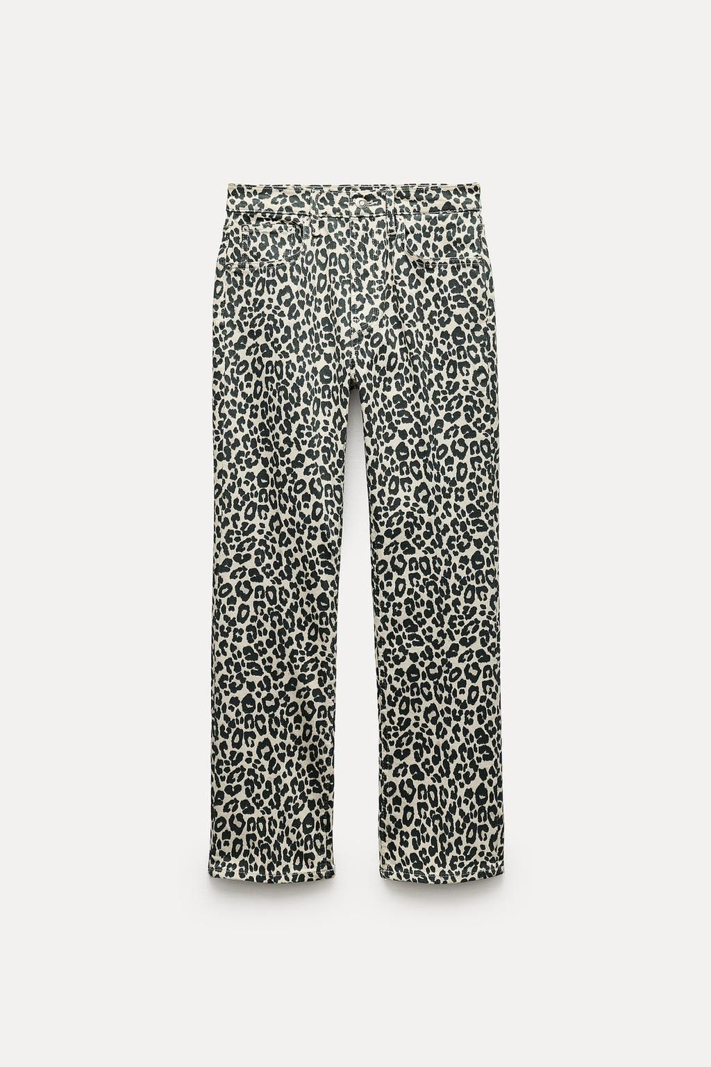 ZW COLLECTION BOOTCUT CROPPED HIGH-WAIST ANIMAL PRINT JEANS - Zara фото 5