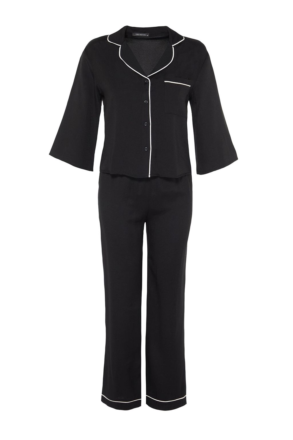 Trendyolmilla Siyah Biyeli Viskon Dokuma Pijama Tak?m? THMAW21PT0292  фото 26