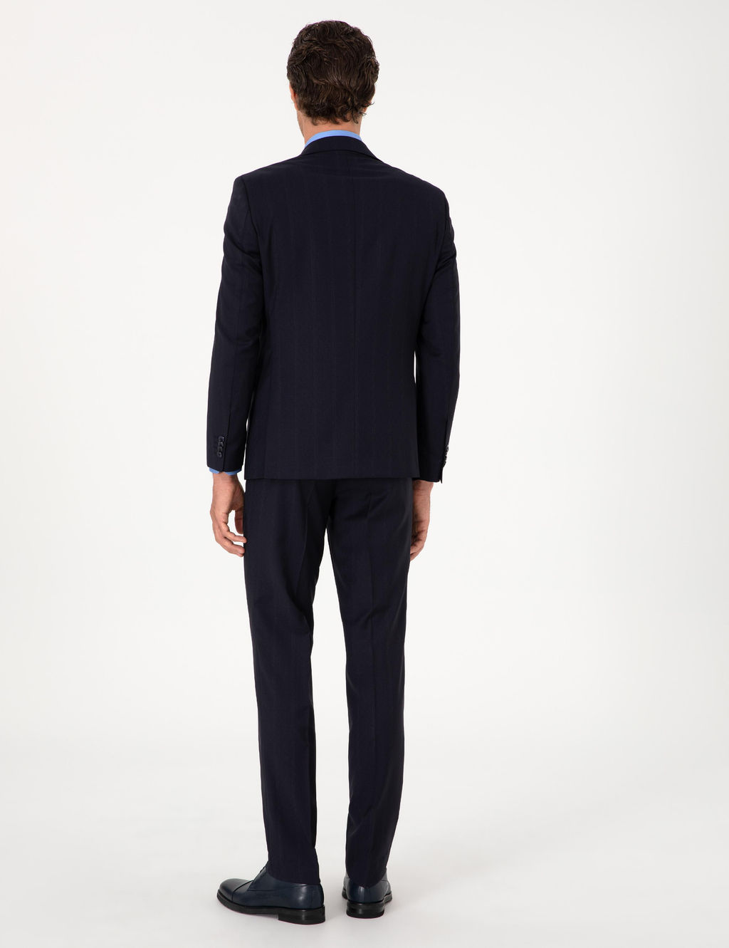 Koyu Lacivert Slim Fit %100 Y_n _izgili Tak_m Elbise - Cacharel фото 5