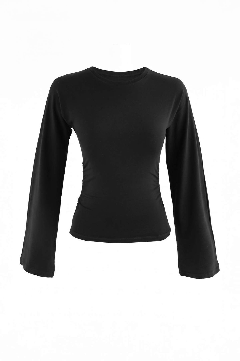 Siyah-Ekru 2li Paket D_z Fitted Bisiklet Yaka B_zg_l_ Pamuklu _rme Bluz TWOAW27BZ00047