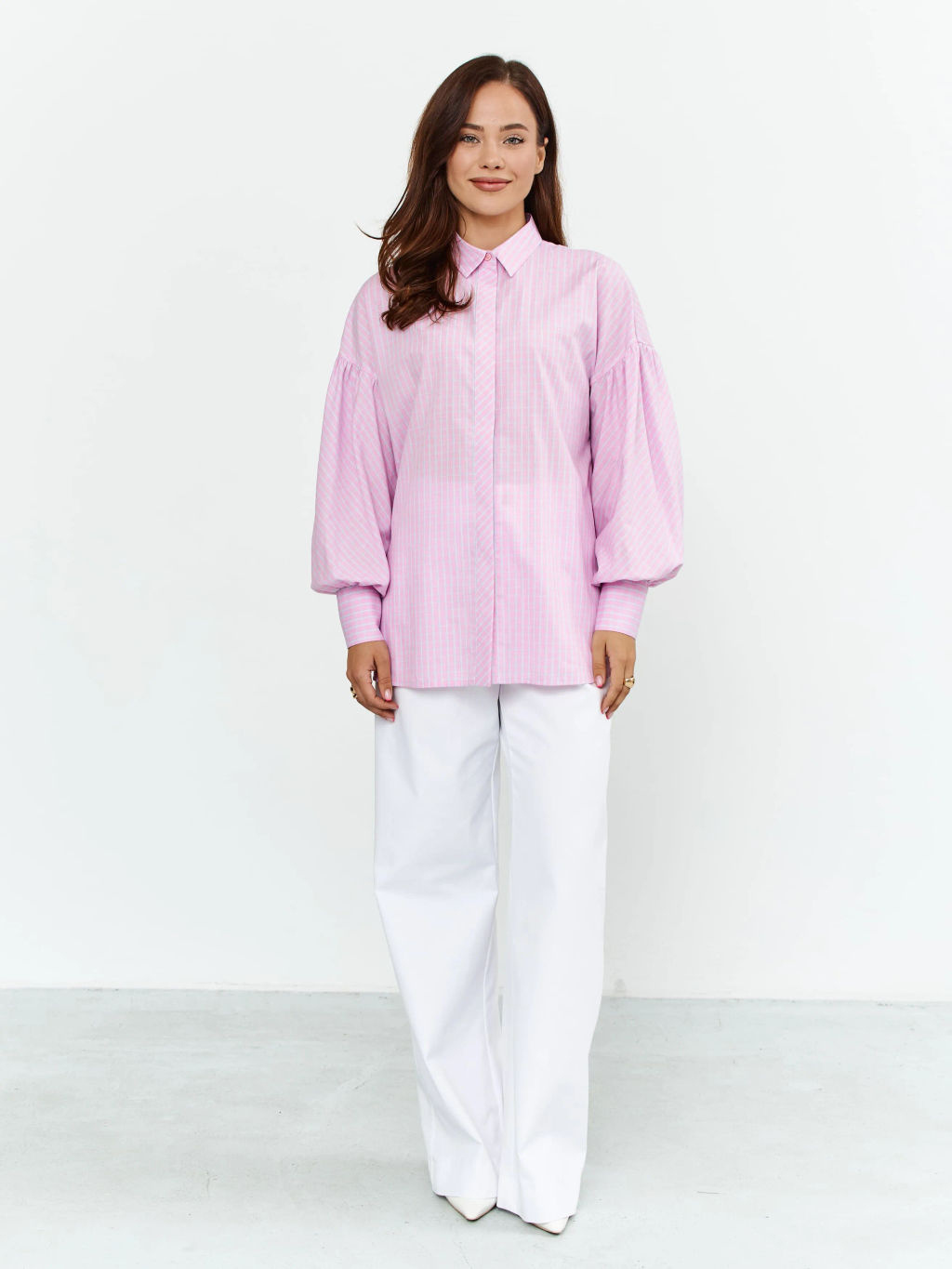 Блузка женская дл. рук. T-lab TL-B-006P-86146-розовый клетка  фото 5