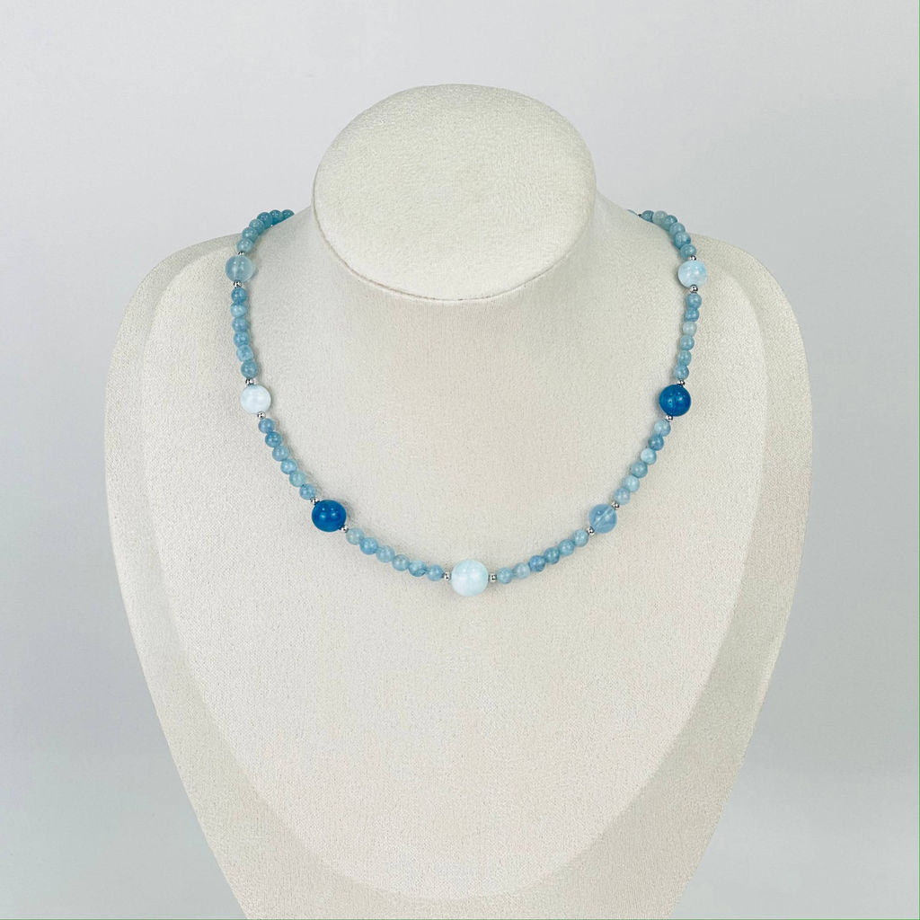 Колье из Аквамарина, Апатита и Ларимара 42 см +