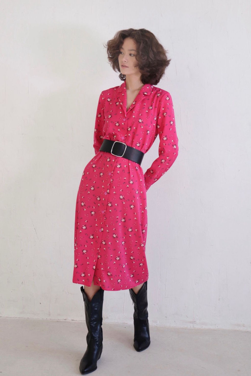 11038 Платье-рубашка с английским воротником малиновое - Martichelli фото 20