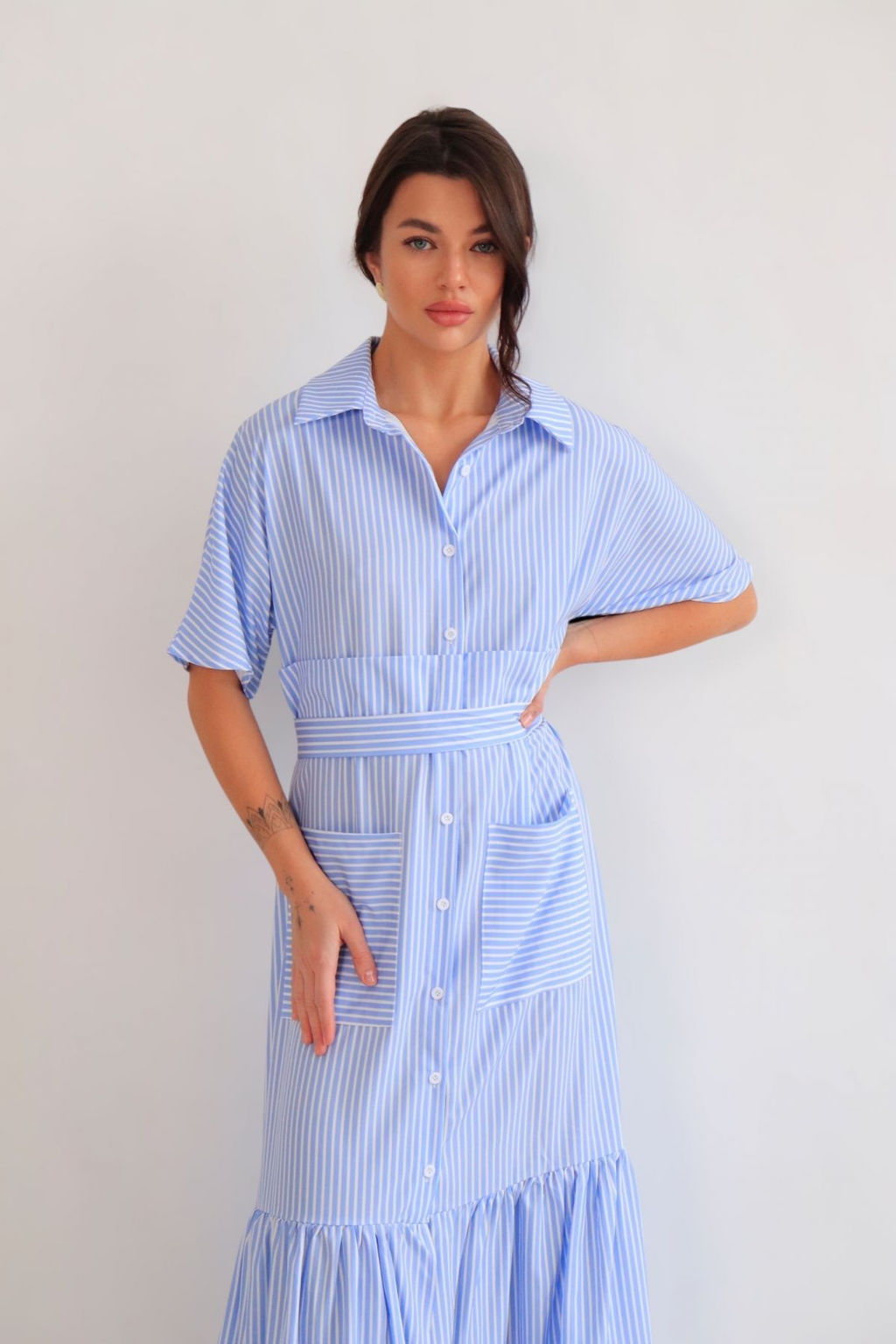 Martichelli Платье голубое в полоску  фото 2