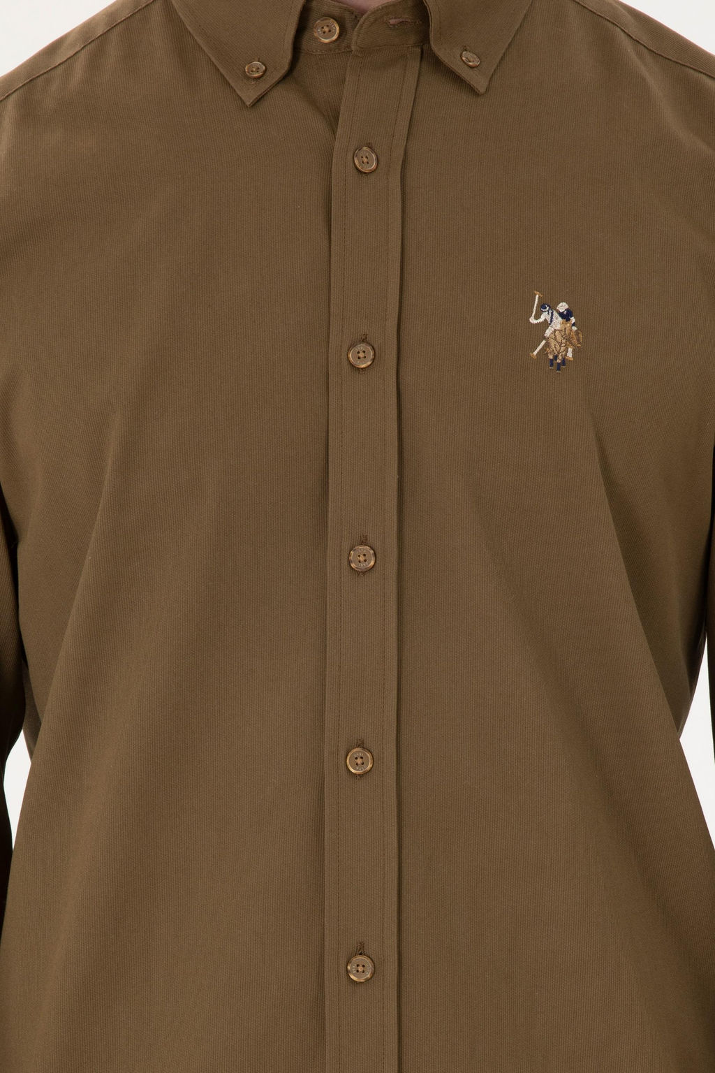 Мужская рубашка цвета хаки с длинным рукавом - U.s. polo assn фото 6