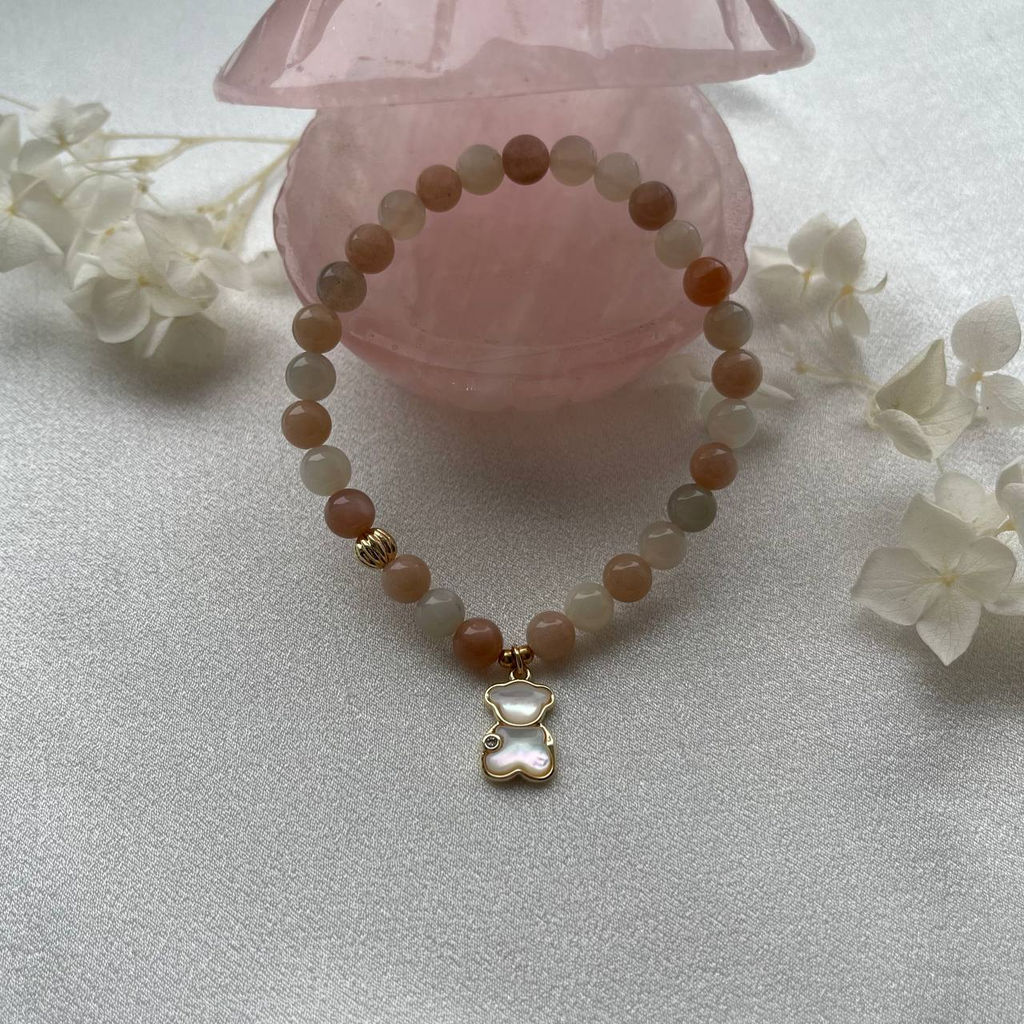 Браслет из Лунного камня микс с подвеской 15 см - Радуга самоцветов фото 10