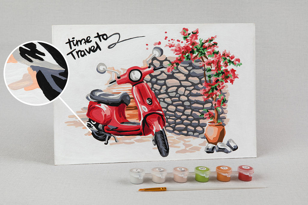 ФРЕЯ PKZ/PS-071 Набор для раскрашивания по номерам (на картоне) 30 х 20 см Красный скутер