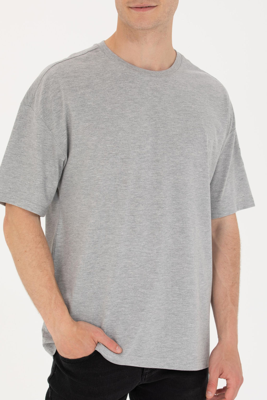 U. S. Polo Assn Мужская серая меланжевая комфортная длинная футболка с круглым вырезом - U.s. polo assn фото 6