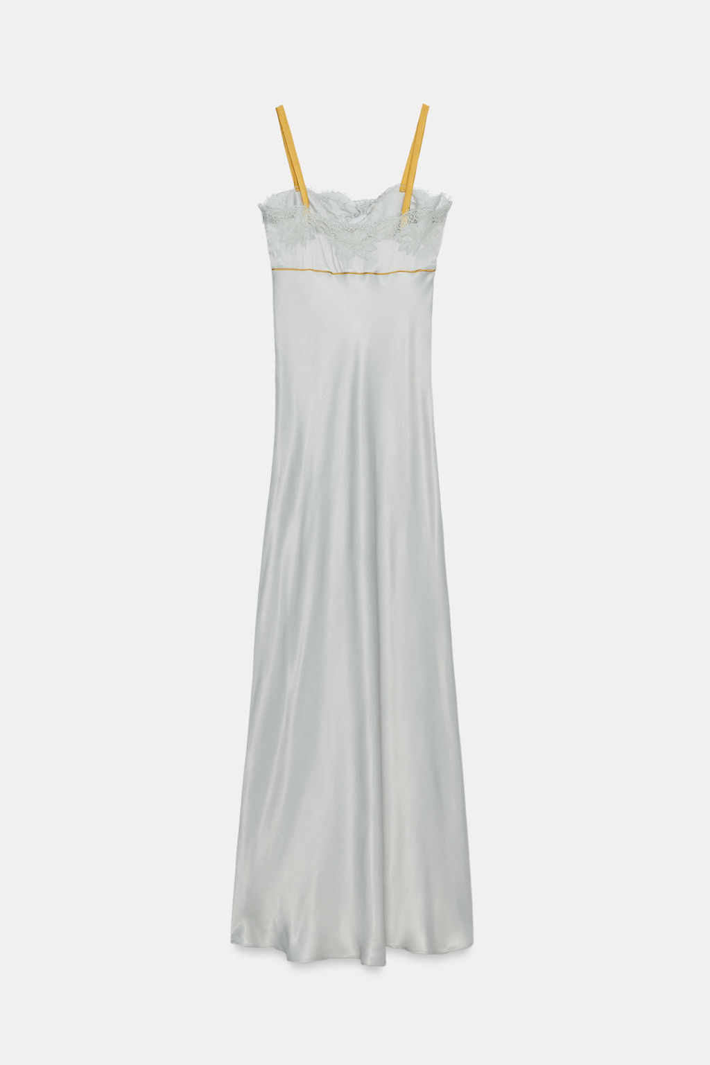 VESTIDO LARGO ENCAJE ZW COLLECTION / Azul pastel