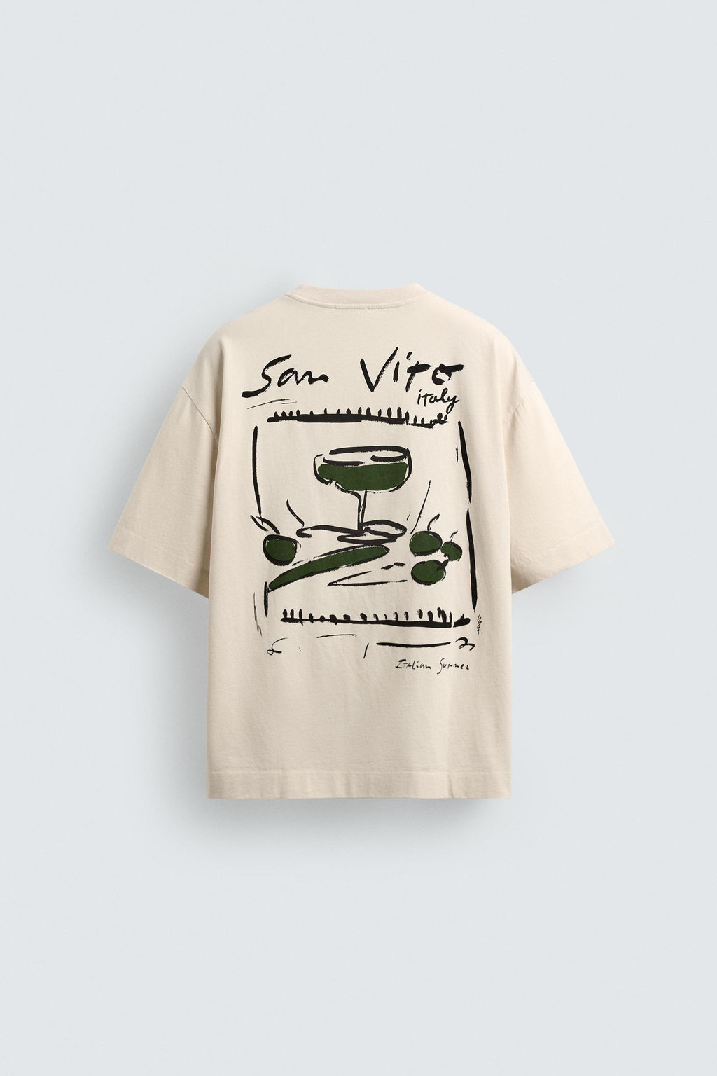 CAMISETA TEXTOS ESTAMPADOS / Crudo / Beige