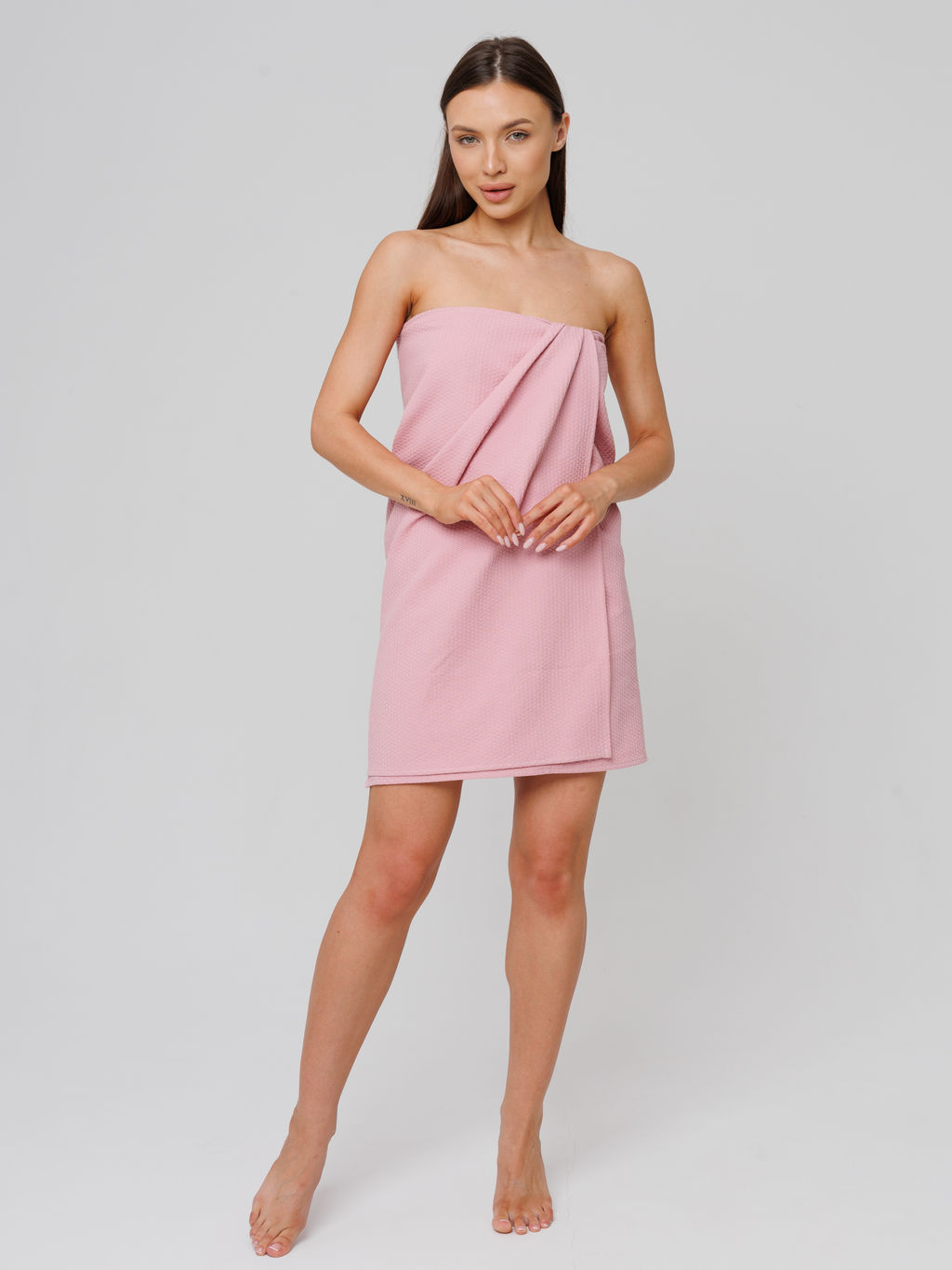 Однотонное вафельное полотенце Ромбы пудрово-розовый ПВ-11 (102) 70х140