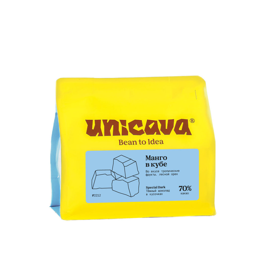 Манго в кубе, тёмный шоколад 70 %