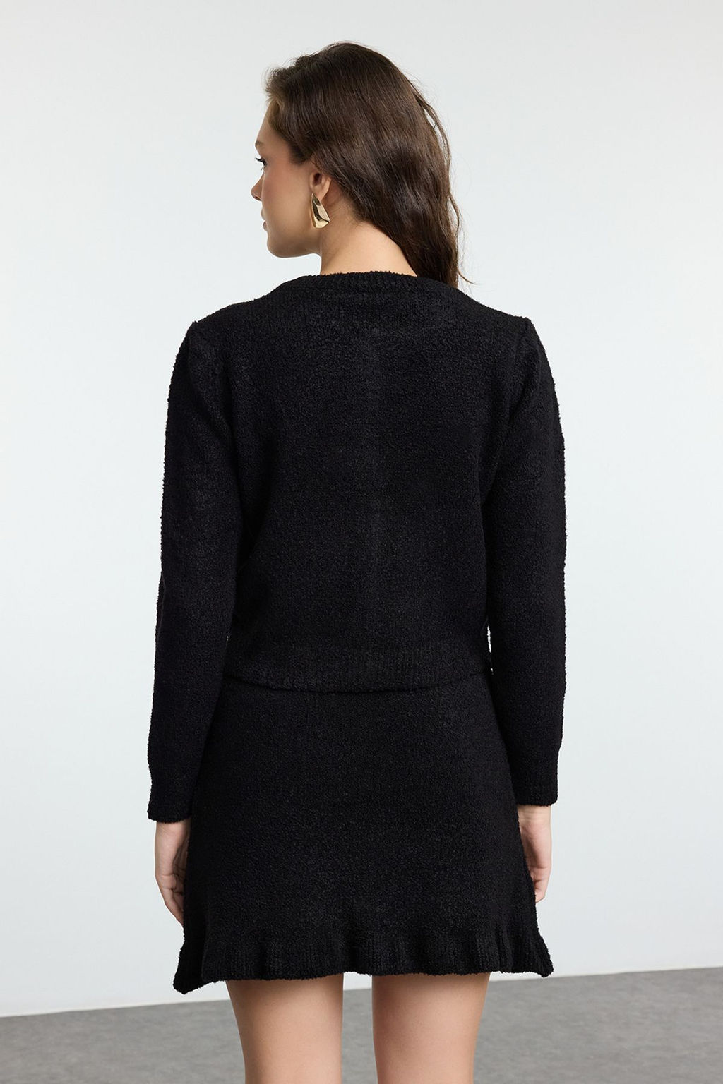 Siyah Buklet Kemerli Etekli Triko Alt-Ust Tak?m TWOAW25AU00019 - Trendyolmilla фото 5