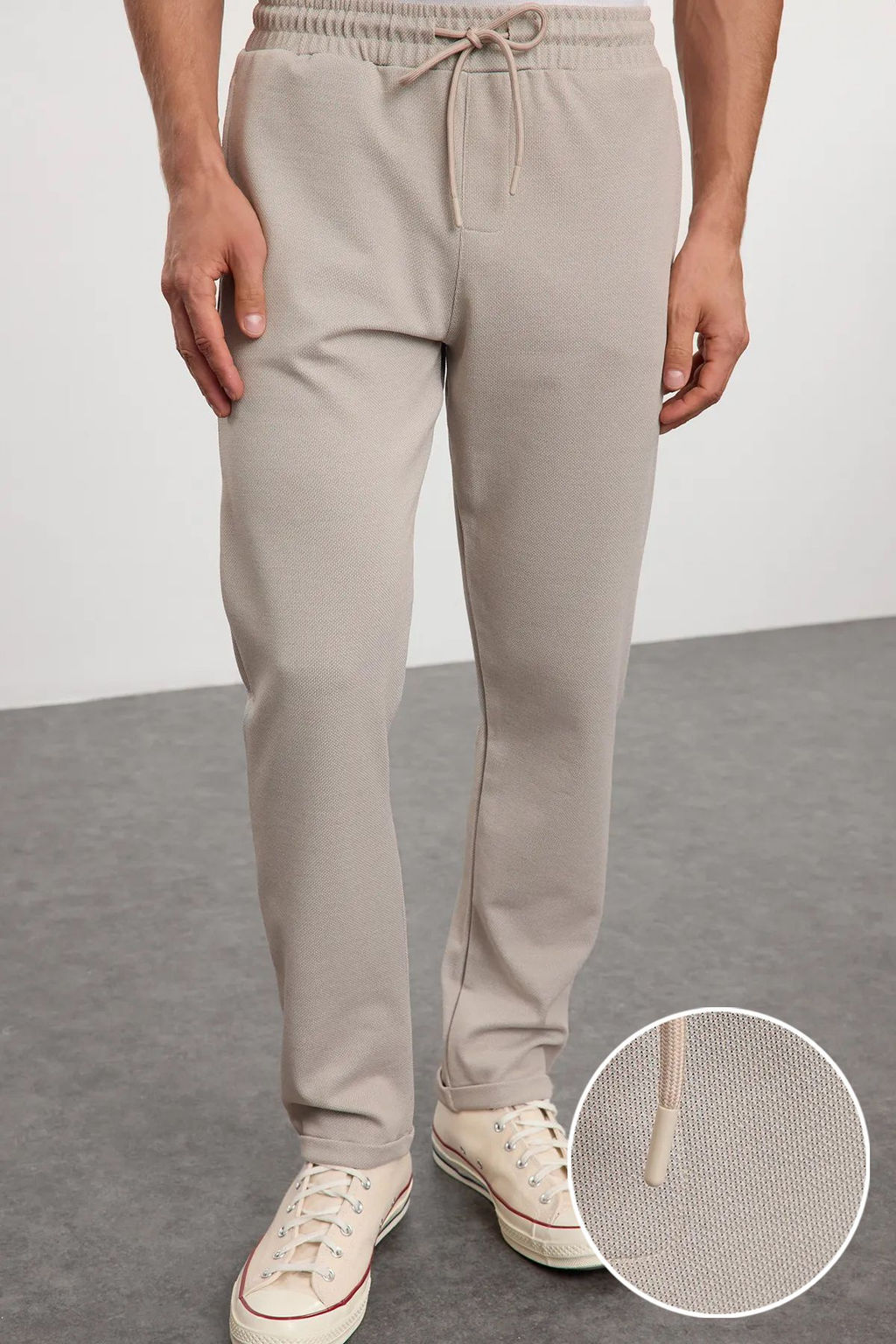 TRENDYOL MAN Bej Regular Fit Orme Esnek Rahat Beli Baglamal? Lastikli Duble Paca Kumas Pantolon TMNAW25PL00002 - Trendyolmilla фото 16