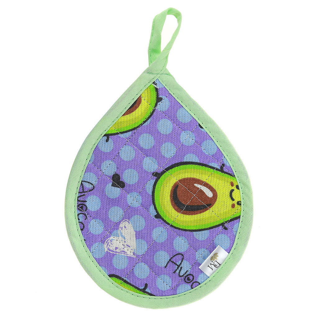 Кухонный комплект Авокадо, вид 2/2: прихватка 18х20см форма Капелька - 2шт, рогожка 171г/м2, хлопок 100%, наполнитель - ватин 280г/м2, на пластмассовом подвесе, Домашняя мода (Россия)  фото 2