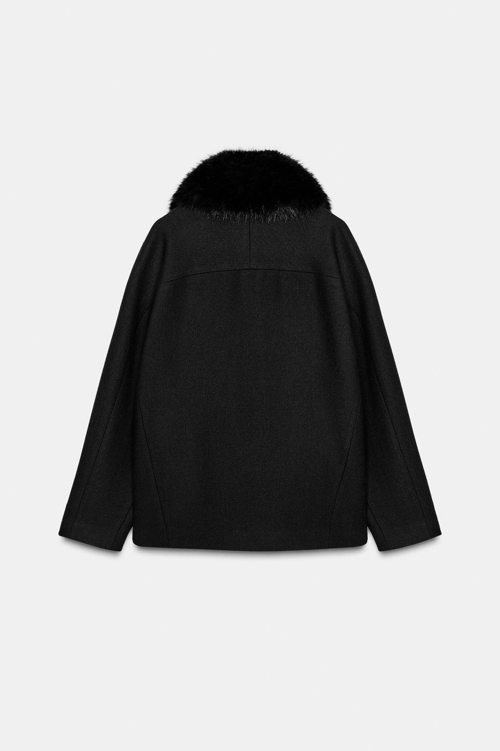 CROPPED COAT WITH WOOL AND FAUX FUR LAPEL - Zara фото 8