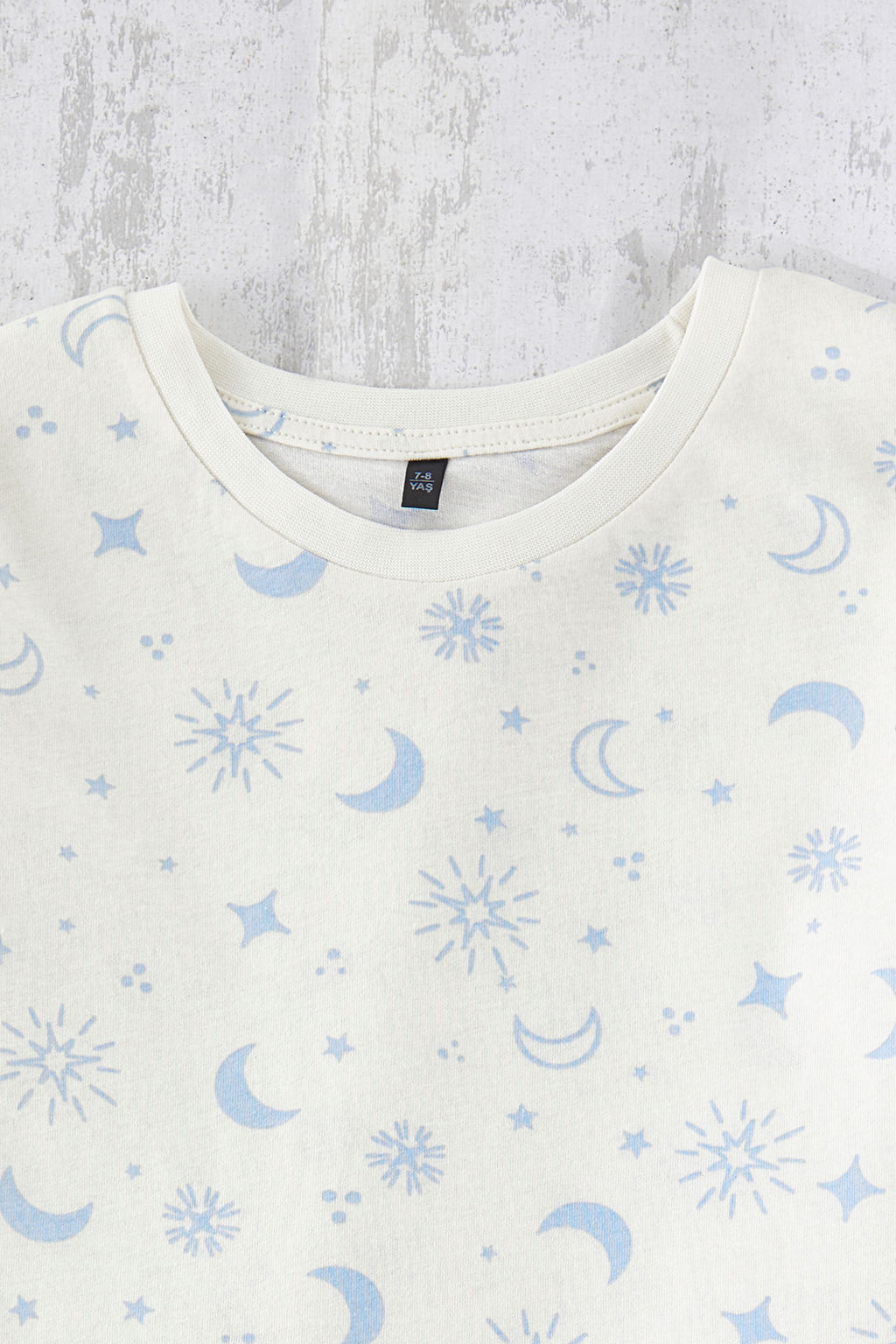 Mavi K?z Cocuk %100 Pamuk Bask?l? Oversize Family Pack/Aile K?sa Kol Pijama Tak?m? TKDSS25PT00030 - Trendyolmilla фото 6