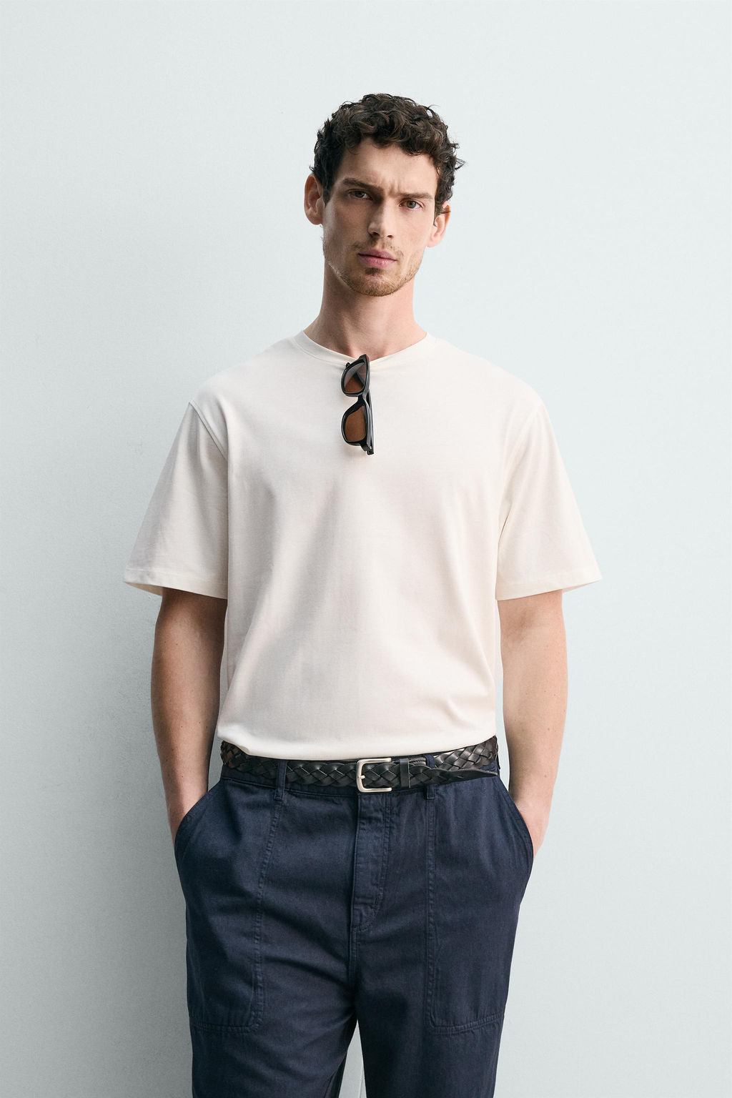 CAMISETA MEDIUM WEIGHT MANGA CORTA / Blanco roto - Zara фото 2