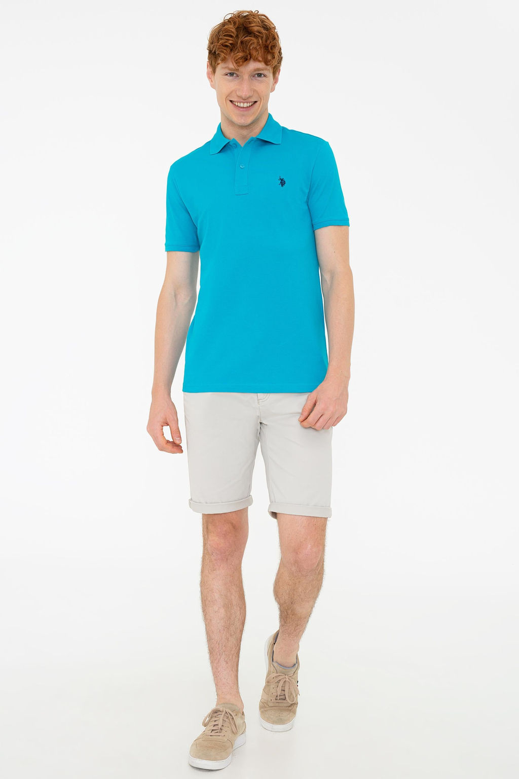 Футболка U.S. Polo Assn Petrol с воротником-поло хлопок  фото 9