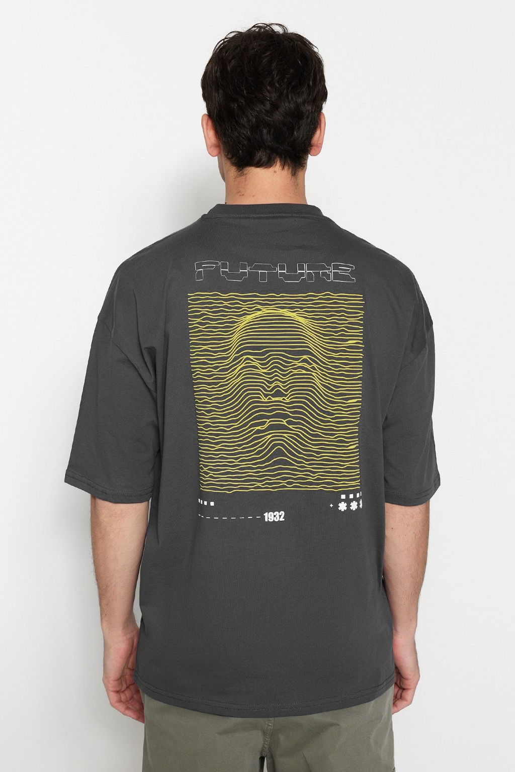 TRENDYOL MAN Antrasit Oversize/Genis Kesim Kabar?k Bask?l? %100 Pamuklu T-Shirt TMNSS23TS00171 - Trendyolmilla фото 29