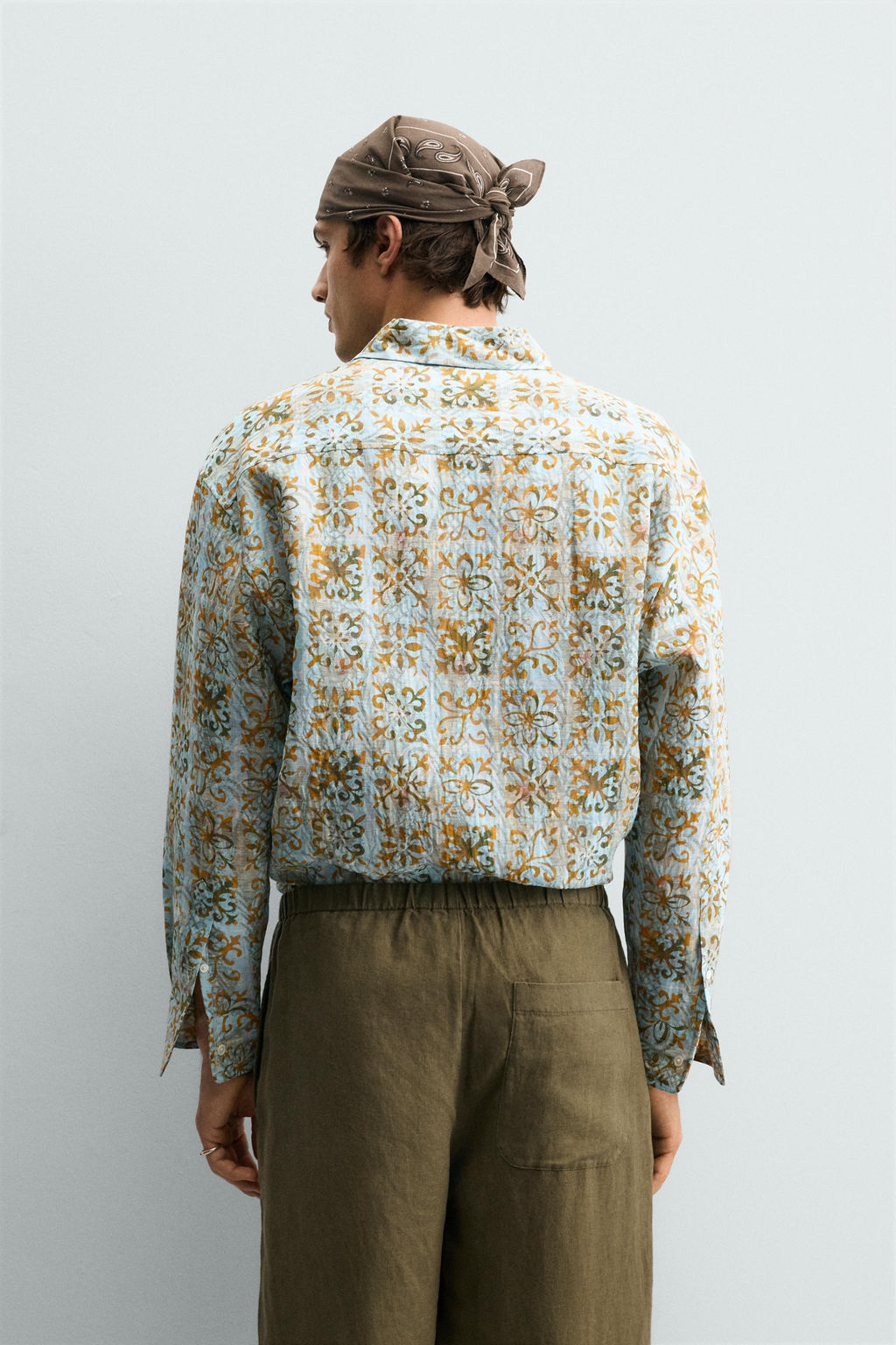 CAMISA RELAXED FIT ESTAMPADO GEOM?TRICO / Celeste - Zara фото 3