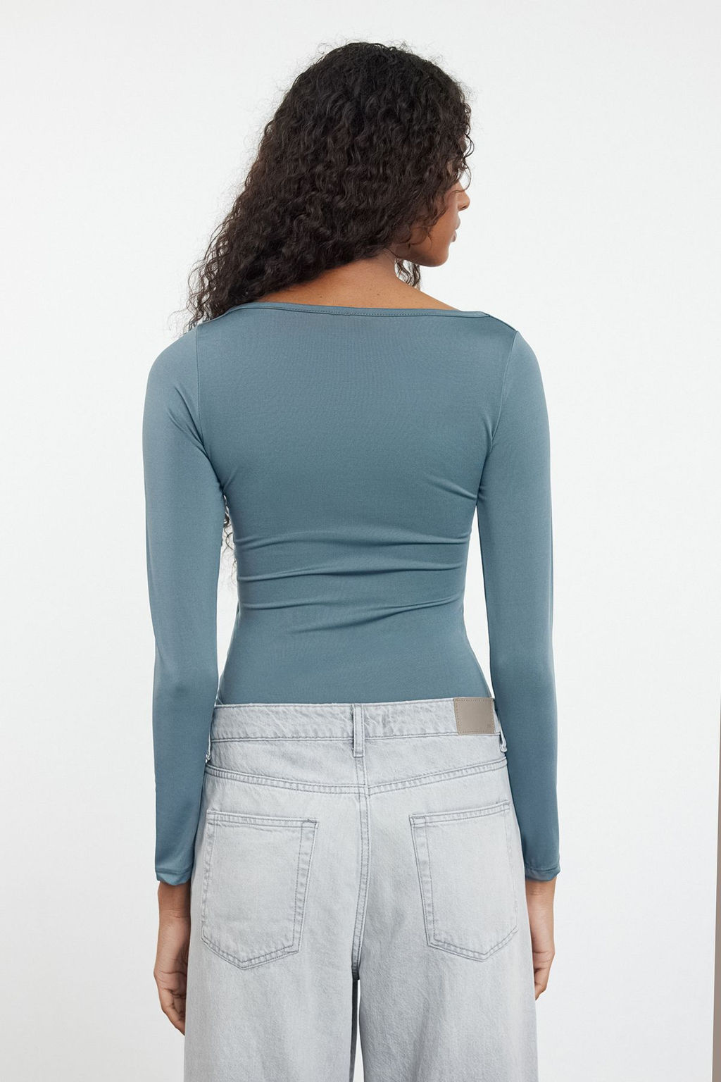 Antrasit Fitted/Vucuda Oturan Kay?k Yaka Biye Detayl? Esnek Orme Body TWOAW25BD00002 - Trendyolmilla фото 5