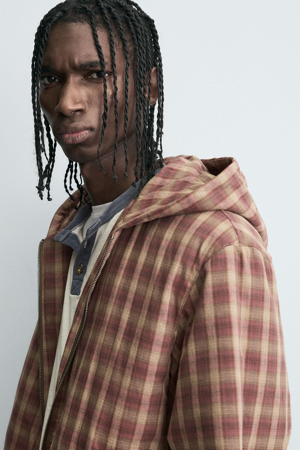 HOODIE CHECK JACKET