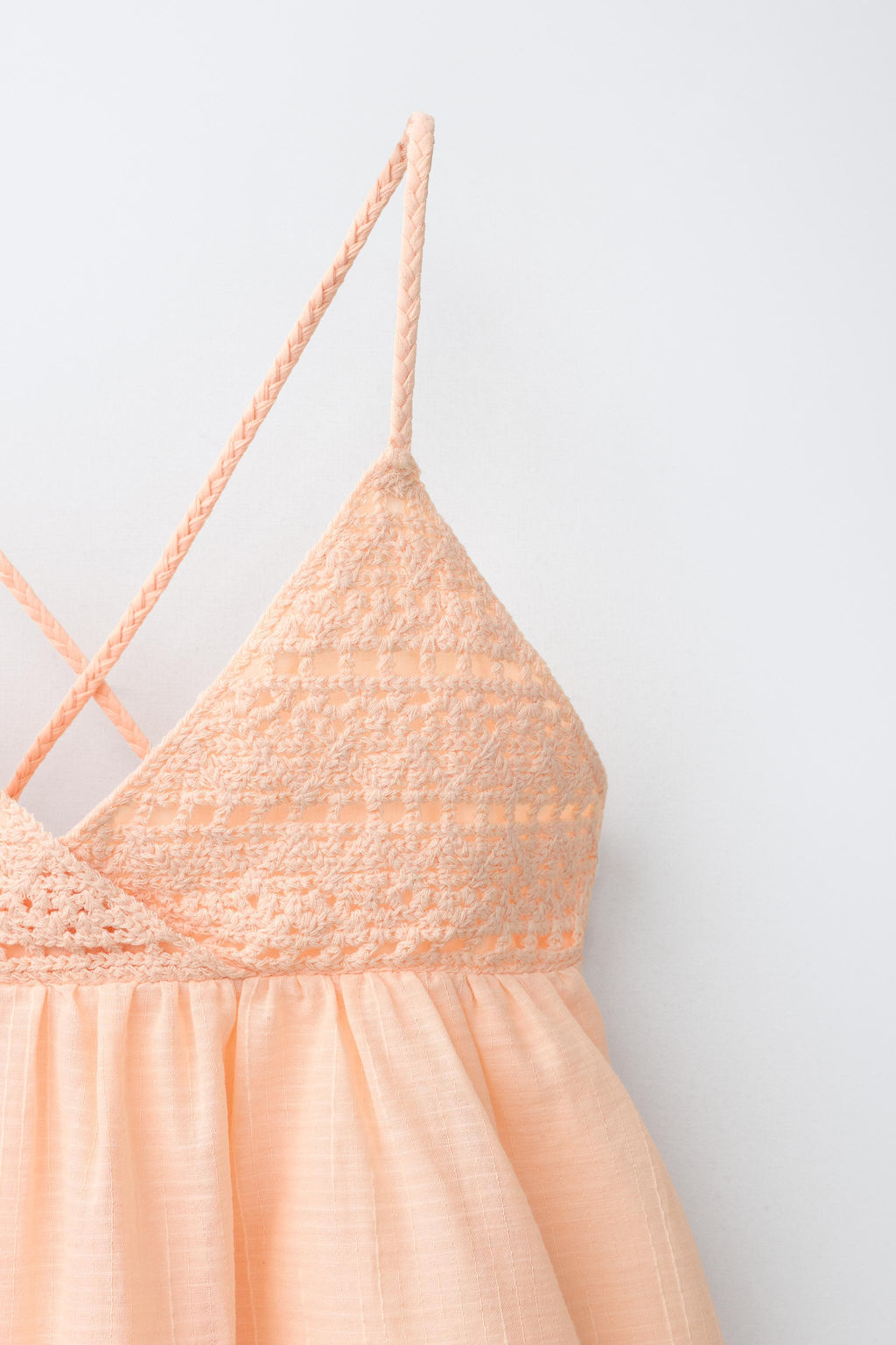 TOP FLUIDO COMBINADO CROCHET / Naranja claro