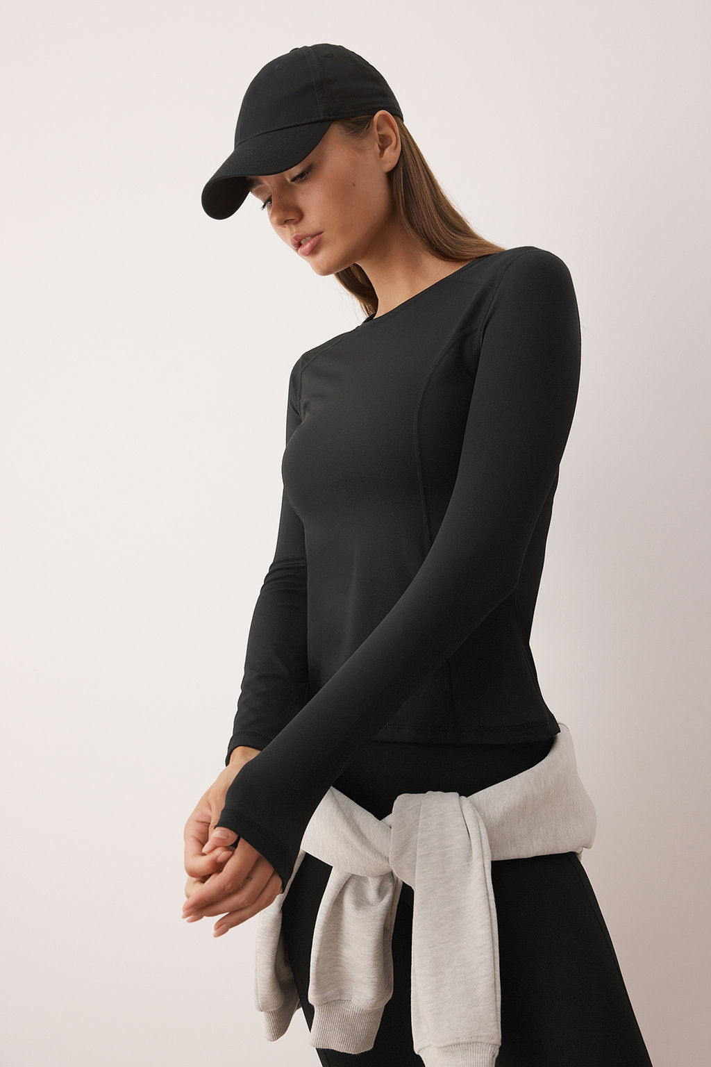 Siyah Dikis Detayl? Dalg?c/Scuba Kumas Spor Ust/Bluz THMAW26BZ00004