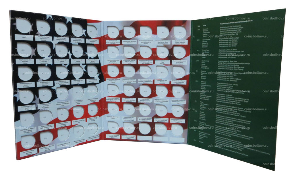 Альбом-планшет для монет 25 центов Национальные парки - без разделения на монетные дворы