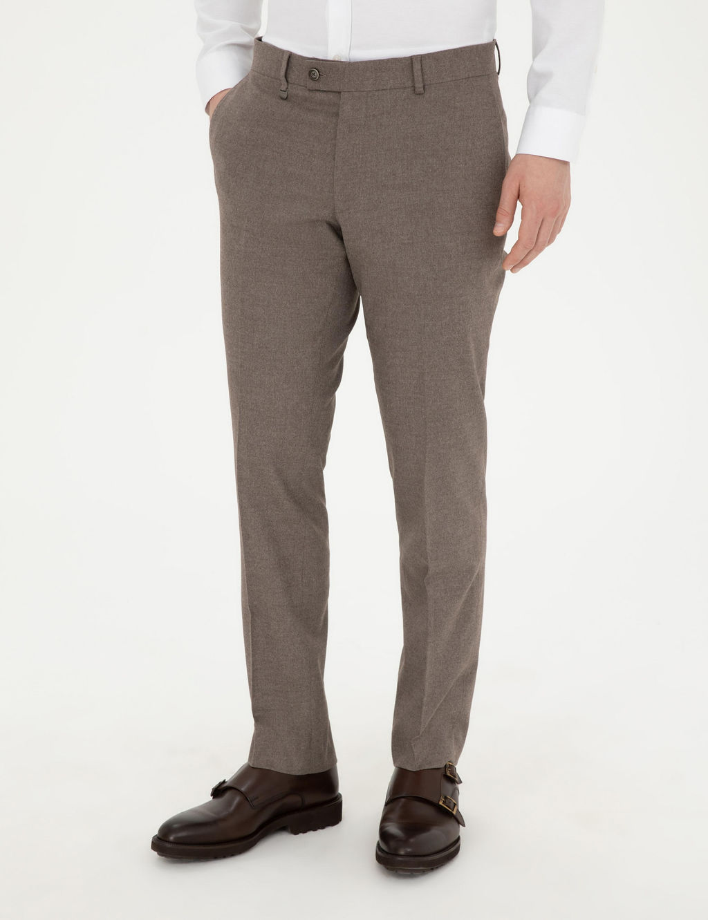 A__k Kahverengi Slim Fit Kuma_ Pantolon