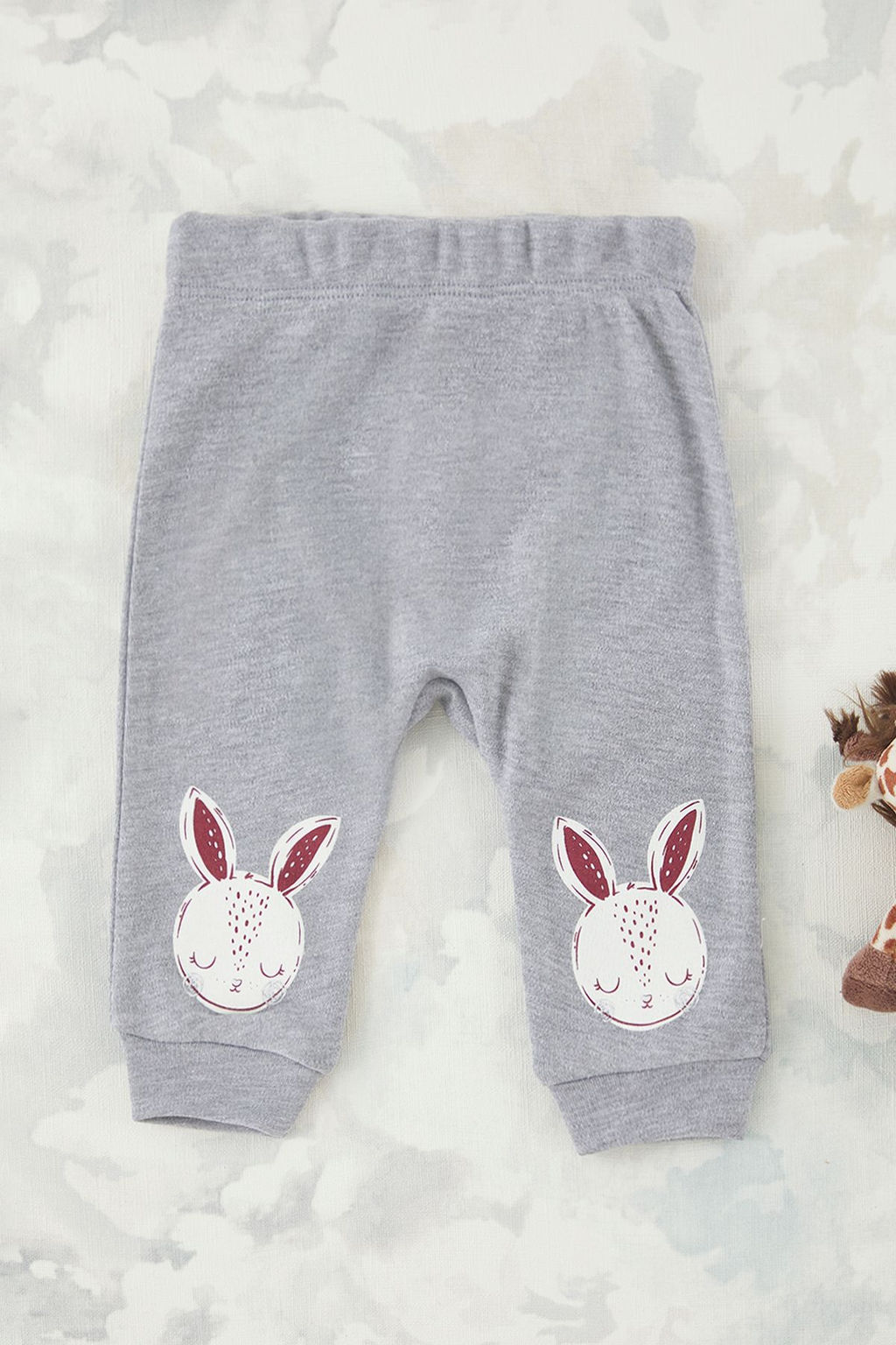 Gri Melanj K?z Bebek Tavsan Bask?l? Orme Tayt/Esofman Alt? TKDSS25TA00018 - Trendyolmilla фото 2