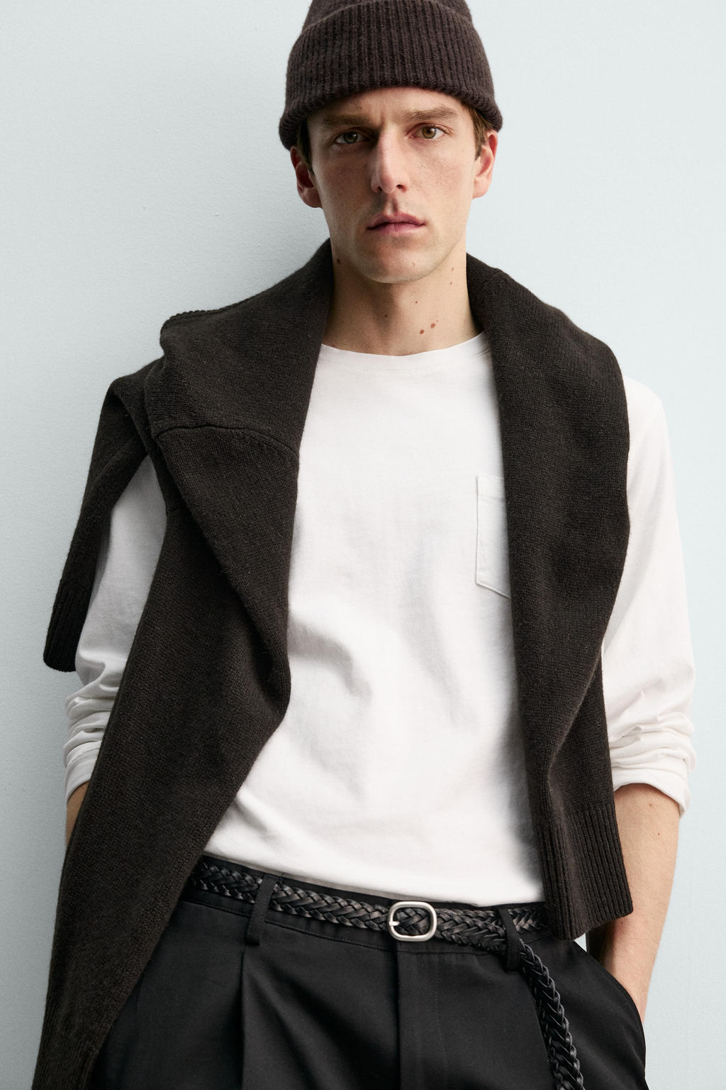GORRO BEANIE 100% CASHMERE AARON LEVINE X ZARA / Marr?n  фото 3
