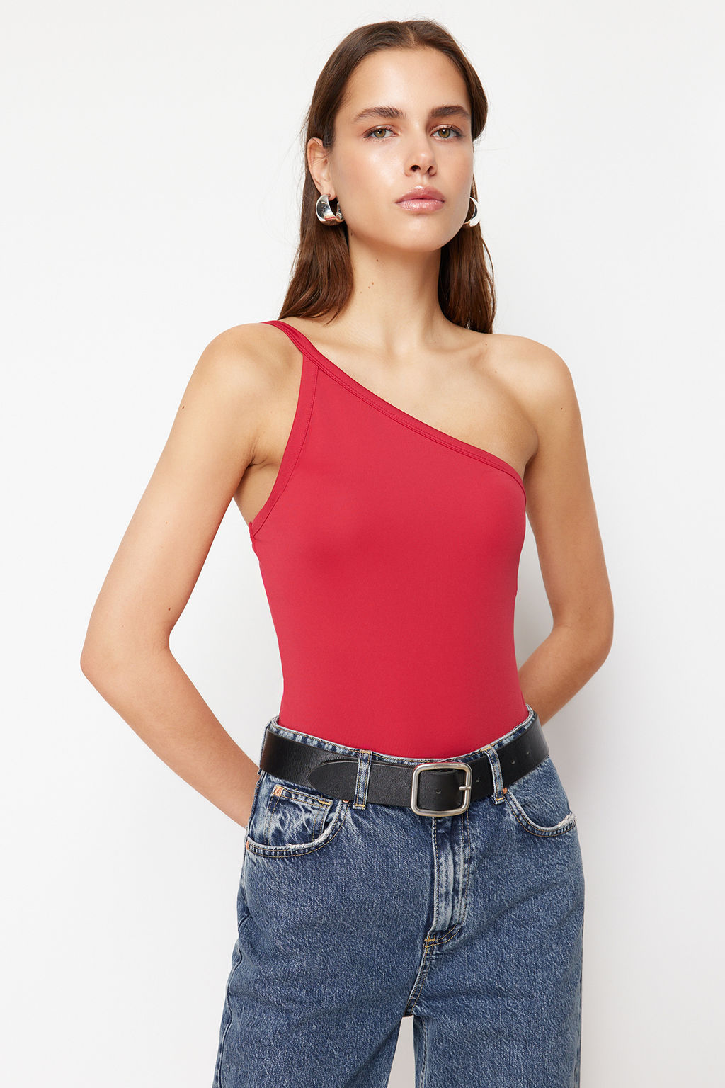 K?rm?z? Tek Kol Esnek C?tc?tl? Orme Body TWOSS24BD00041 - Trendyolmilla фото 2